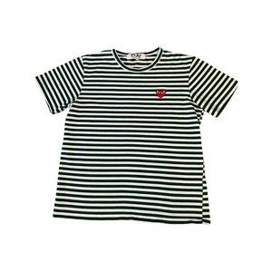 Comme des Garcons Play Green and White Striped T-Shirt